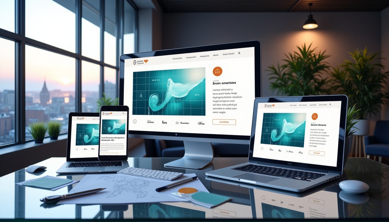 Responsive website on different devices. Website design.