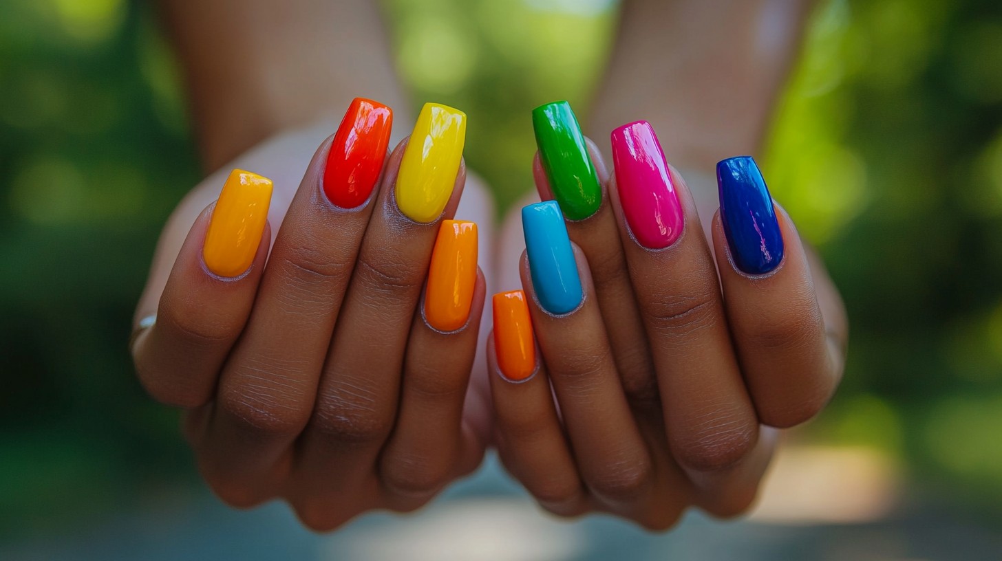 hands with colorful nails