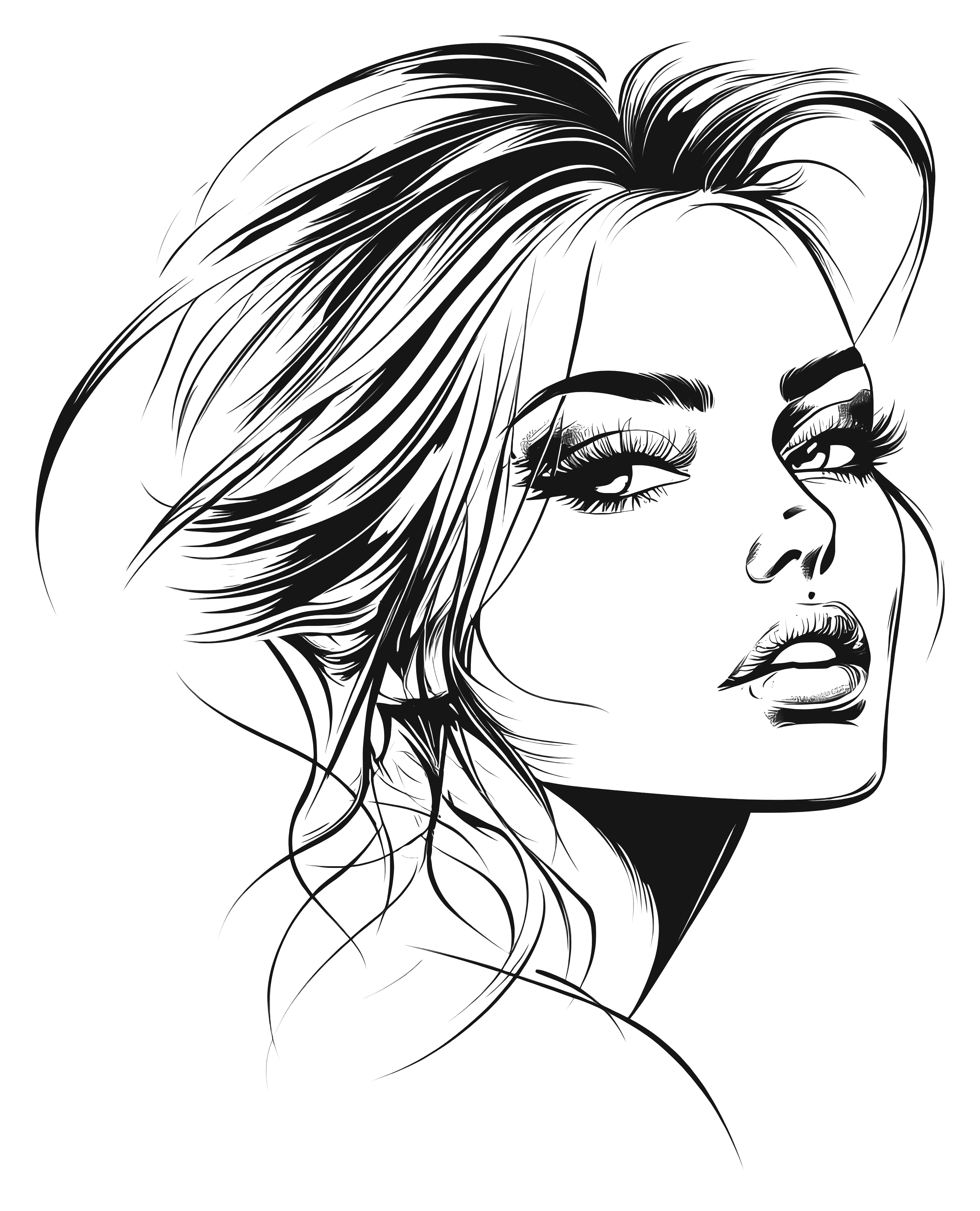 elegant drawing of a woman