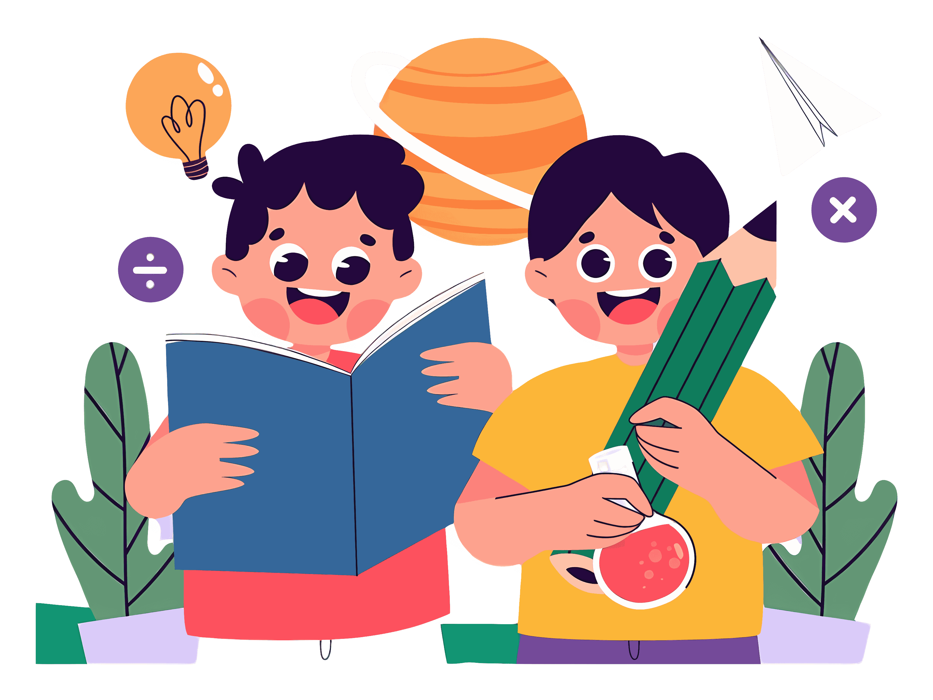 kids learning with a book and a pencil