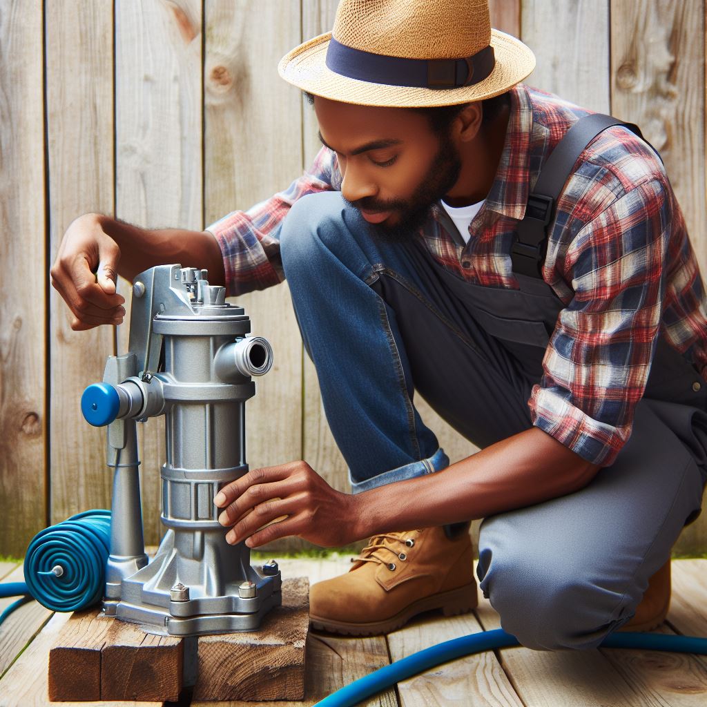 Image showing a person installing a water pump